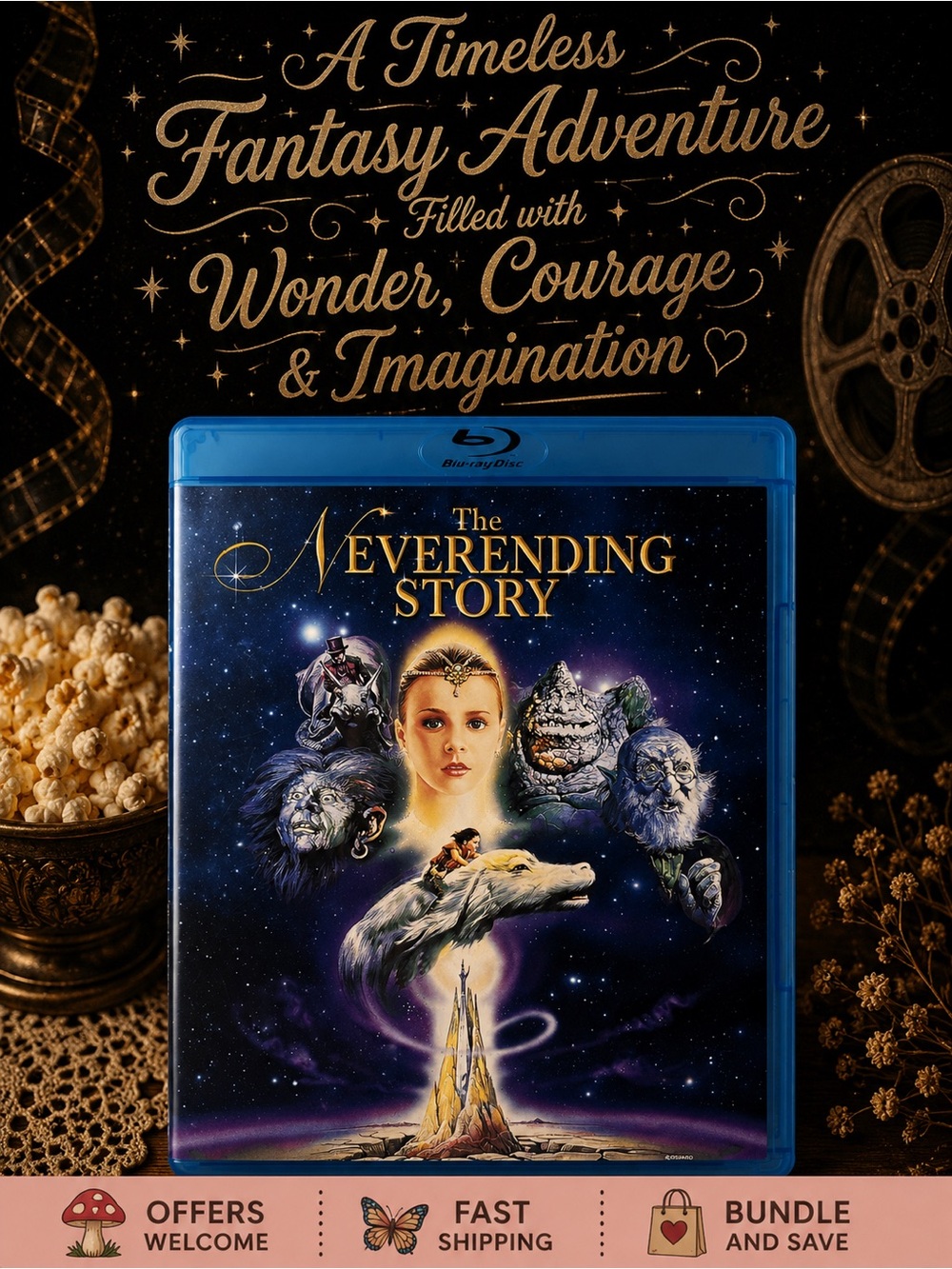 The NeverEnding Story Blu-ray Fantasy Adventure Movie Falkor Classic